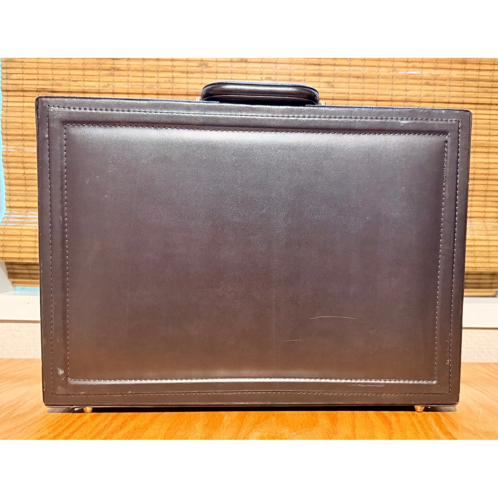 Vintage Glory Land Enterprise Leather Briefcase Attache Case Dark Brown Lock